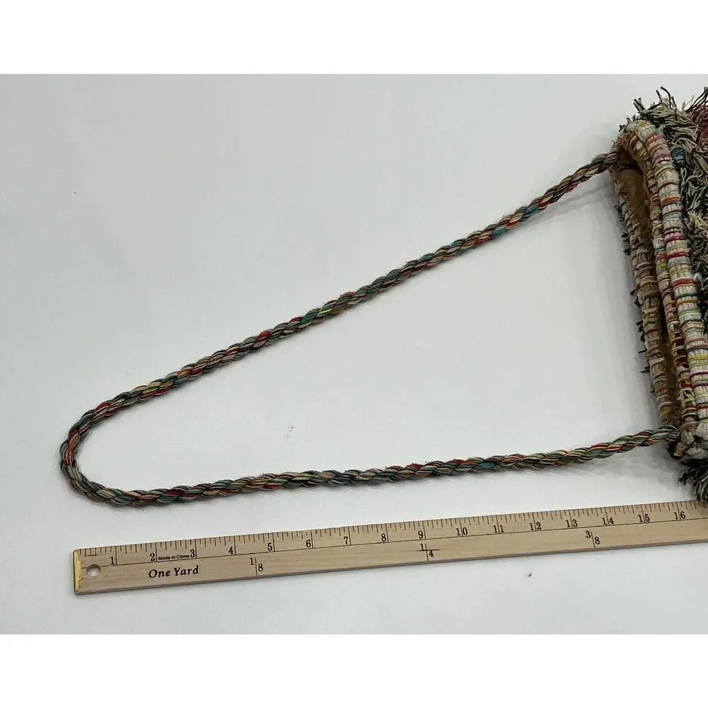 Handmade Lyn Jankowski boho Multicolored‎ fringe Beads Hippie handbag purse Snap
